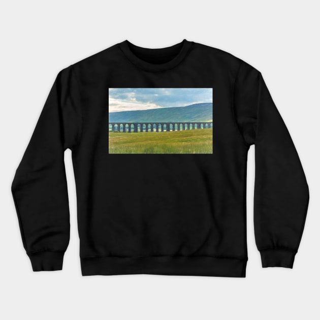 The Ribblehead Viaduct as a Digital Sketch Crewneck Sweatshirt by IanWL